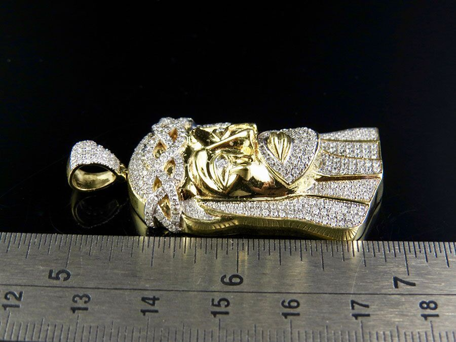 Yellow Gold Lab Grown Diamond Iced Out Jesus Pendant