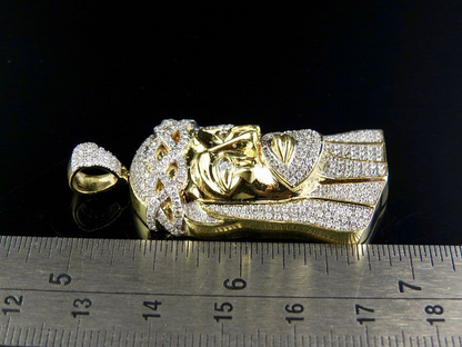 Yellow Gold Lab Grown Diamond Iced Out Jesus Pendant