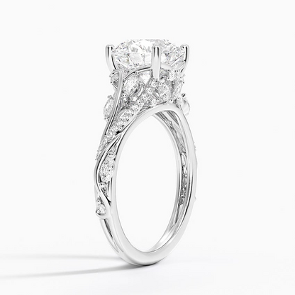 2 1/2 CT Milgrain Lab Grown Diamond Cluster Engagement Ring