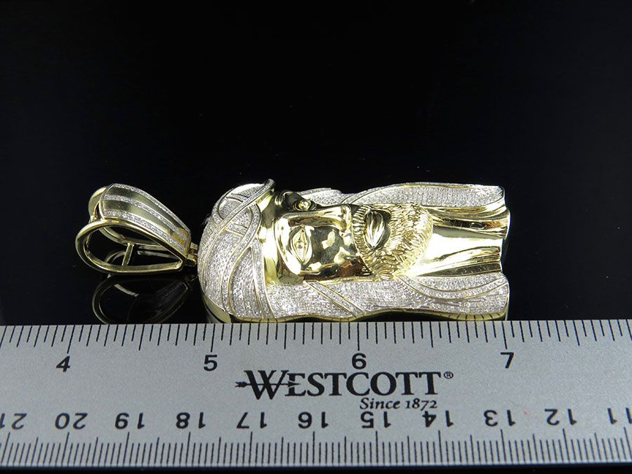 Iced Out Jesus Lab Grown Diamond Yellow Gold Pendant