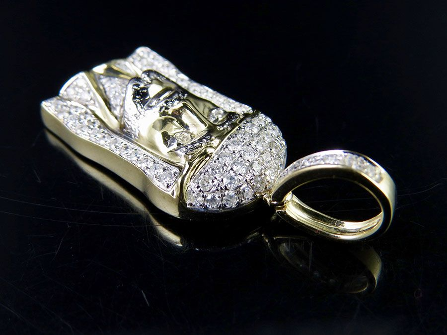 Jesus Face Yellow Gold Lab Grown Diamond Pendant