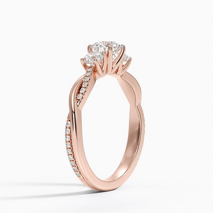 1/2 CT Twisted Band Lab Drown Diamond Engagement Ring