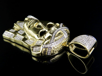 Lab Grown Diamond Jesus Face Yellow Gold Pendant