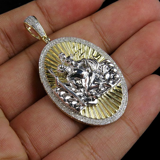 Joseph And Baby Jesus Gold Lab Grown Diamond Pendant