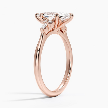 1 1/2 Marquise Cut Lab Grown Diamond Cluster Enagagement Ring