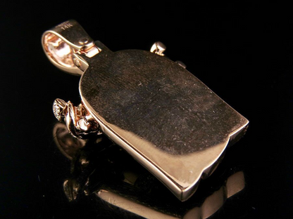 Rose Gold Lab Grown Diamond Cuban Link Crown Jesus Pendant