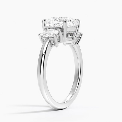 2 1/2 CT Cushion Cut Lab Grown Diamond 3 Stone Ring