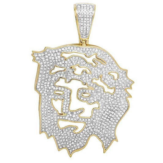 Lab Grown Diamond Yellow Gold Cutout Jesus Pendant