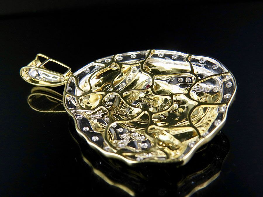 Ruby Eyes Lab Grown Diamond Gold Jesus Pendant