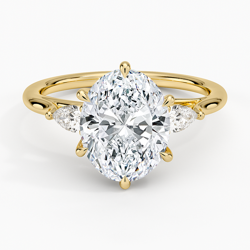 2 1/2 CT Oval Cut Lab Grown Diamond Three Stone Engagement Ring