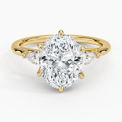 2 1/2 CT Oval Cut Lab Grown Diamond Three Stone Engagement Ring