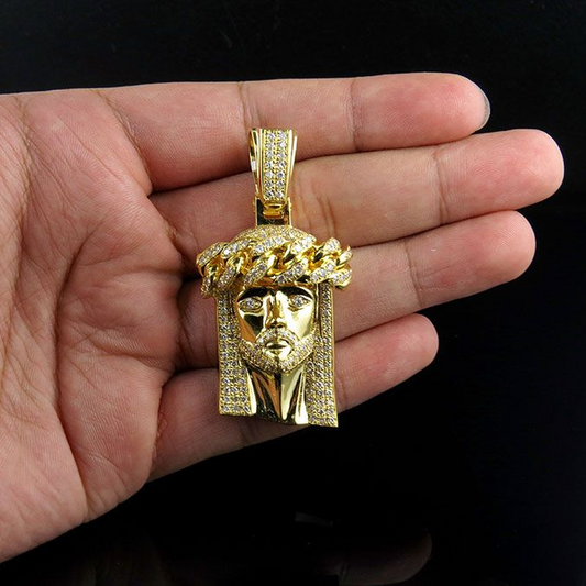 Jesus Lab Grown Gold Diamond Men's Pendant