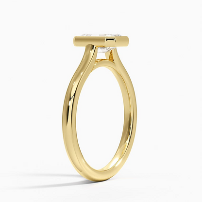 1 CT 2mm Bezel Ring Lab Grown Solitaire Gold Engagement Ring