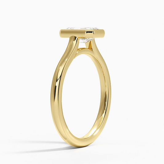 1 CT 2mm Bezel Ring Lab Grown Solitaire Gold Engagement Ring