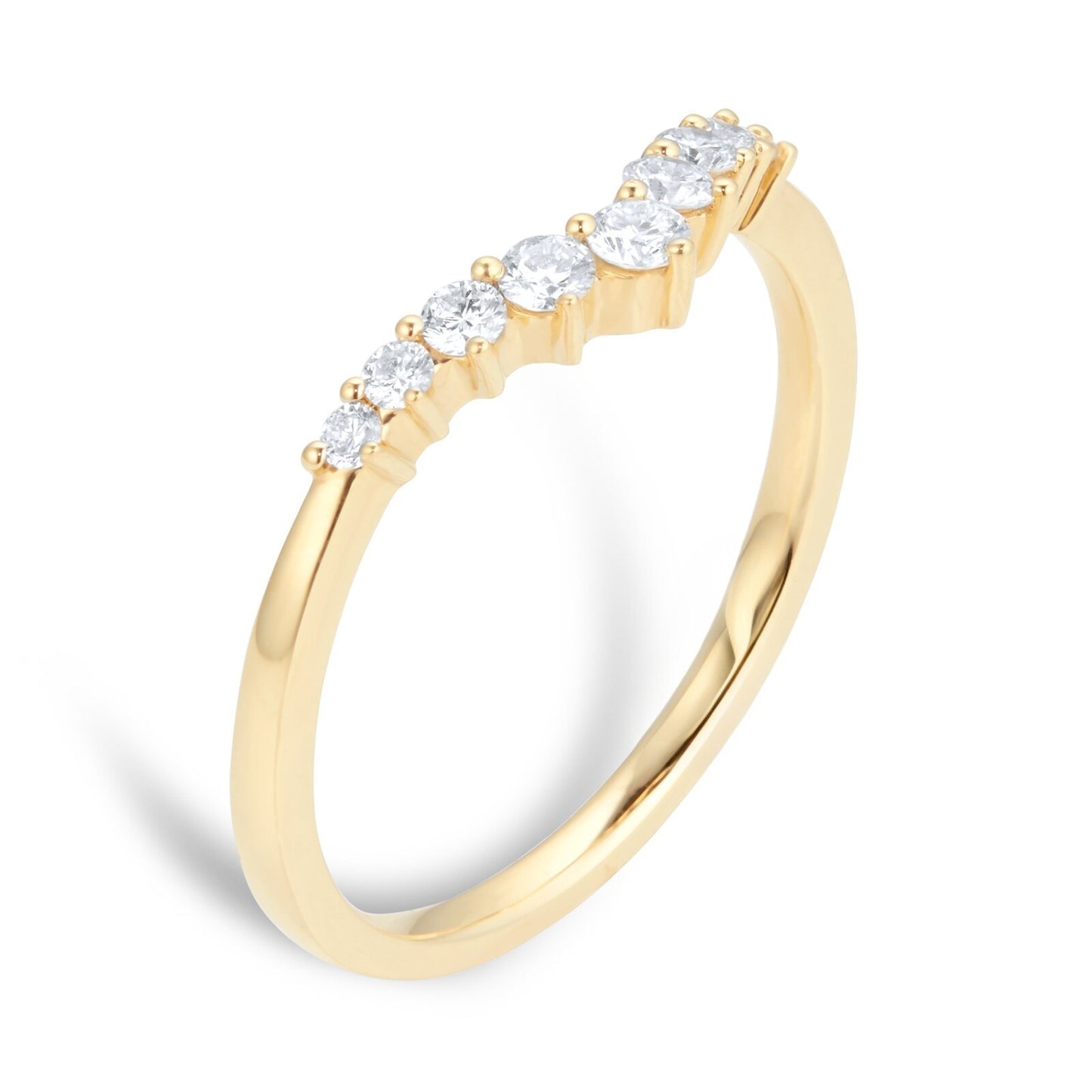 V Shape Yellow Gold Lab Grown Diamond Wedding Band