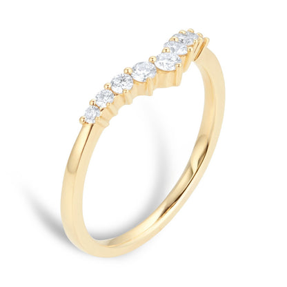 V Shape Yellow Gold Lab Grown Diamond Wedding Band