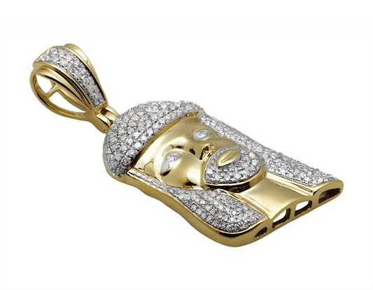 Jesus Face Lab Grown Diamond Gold Pendant