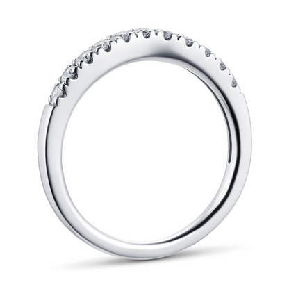 Curved Shape White Gold Lab Diamond Wedding Band