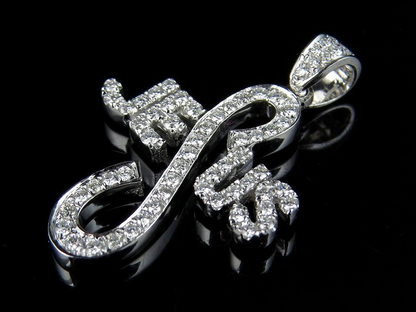 14K White Gold Lab Grown Diamond Jesus Cross Pendant