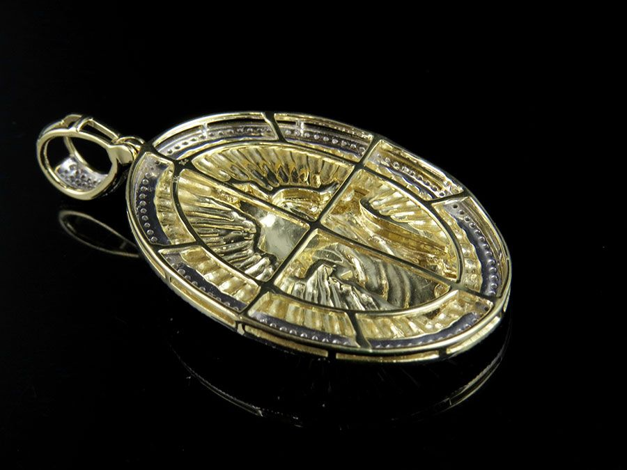 Two Tone Gold Lab Grown Diamond Jesu Medallion Pendant