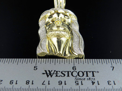 Iced Out Jesus Lab Grown Diamond Yellow Gold Pendant