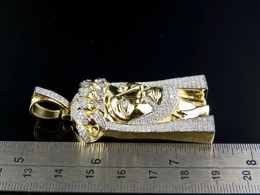 2 CTW Gold Lab Grown Diamond Cuban Link Jesus Pendant