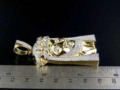2 CTW Gold Lab Grown Diamond Cuban Link Jesus Pendant