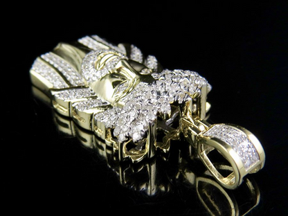 Yellow Gold Lab Grown Diamond Jesus Face Pendant