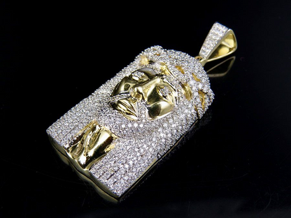 10K Yellow Gold Lab Grown Diamond Jesus Pendant