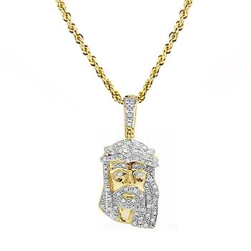 Lab Grown Diamond Yellow Gold Jesus Pendant Chain Set