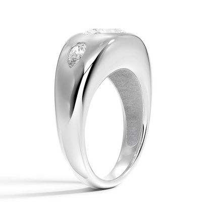 1 1/2 CT 18K Gold Lab Grown Diamond Dom Bezel Ring