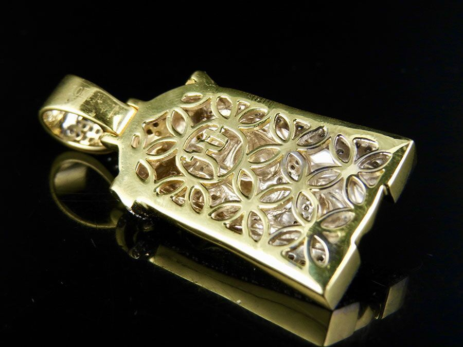 Jesus Crown Cuban Link CVD Diamond Yellow Gold Pendant