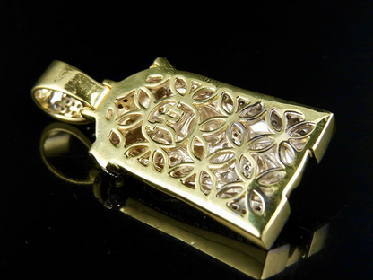 Jesus Crown Cuban Link CVD Diamond Yellow Gold Pendant