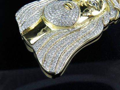 10K Gold Iced Out Jesus lab Grown Diamond Pendant