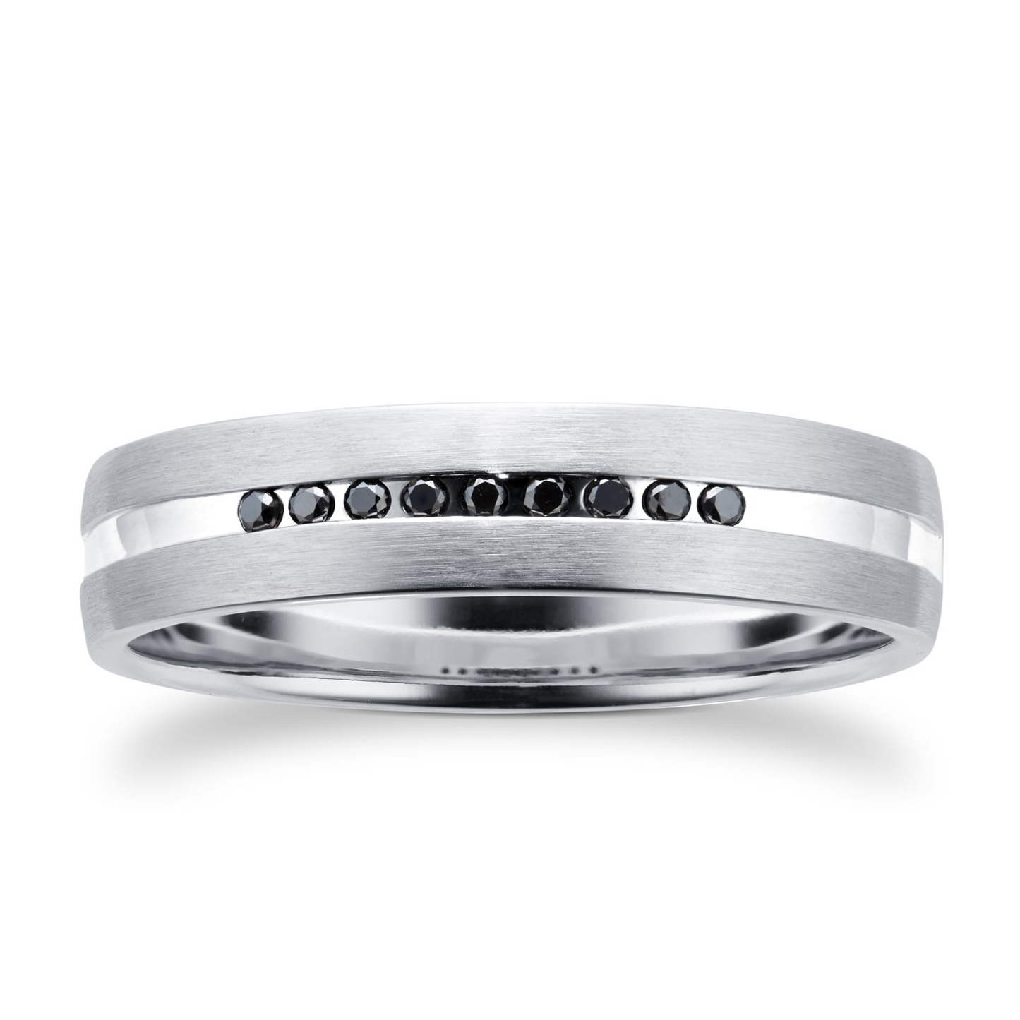 Black Onyx White Gold Lab Grown Diamond Wedding Band