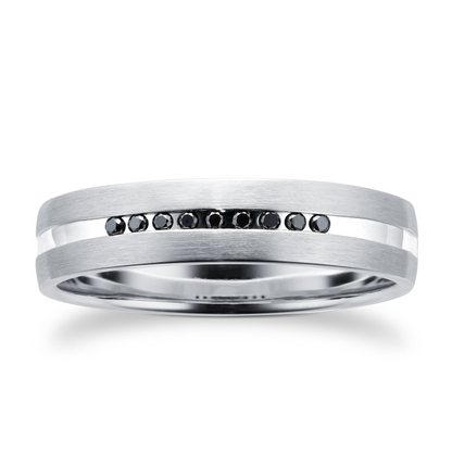 Black Onyx White Gold Lab Grown Diamond Wedding Band