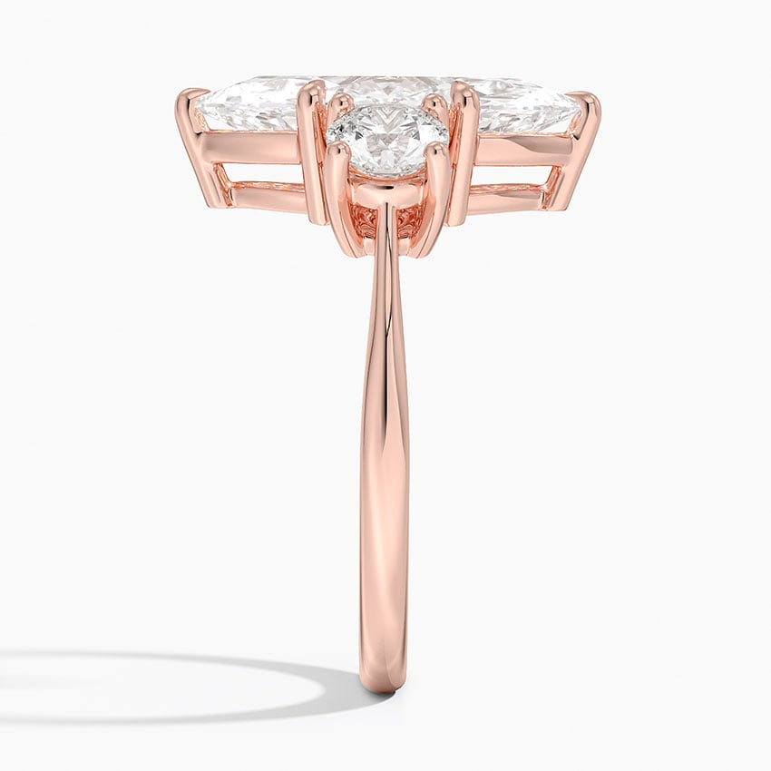 3 CT 3 Stone Lab Grown Diamond 18k Solid Gold Engagement Ring