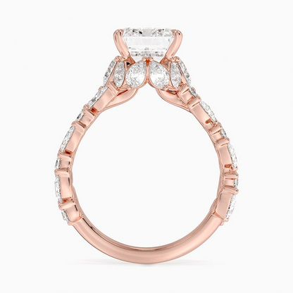3 CT Lab Grown Diamond Emerald Cut Cluster Engagement Ring