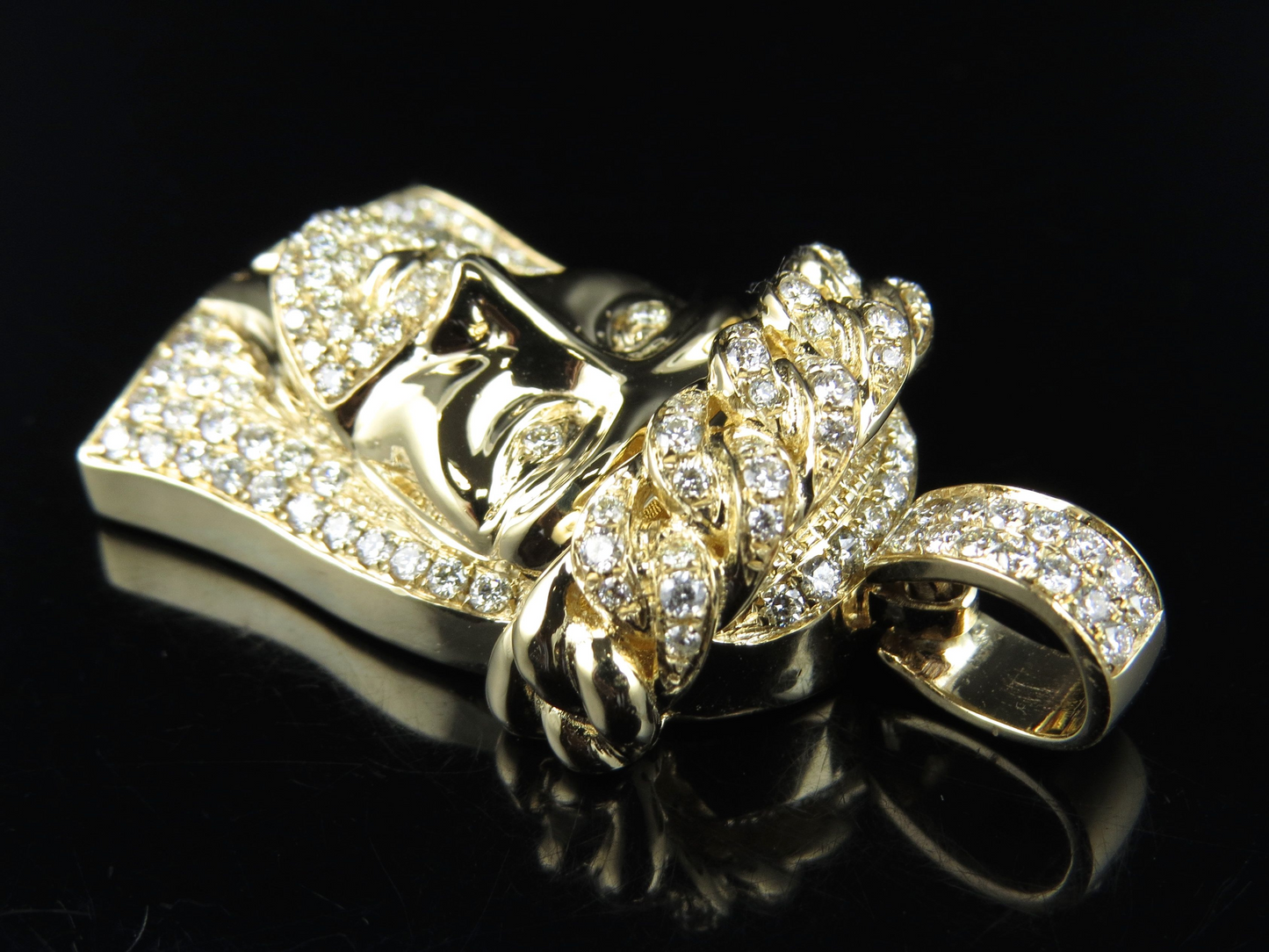 Jesus Crown Cuban Link Lab Grown Diamond Pendant