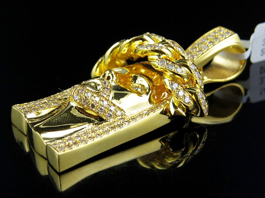 Jesus Lab Grown Gold Diamond Men's Pendant