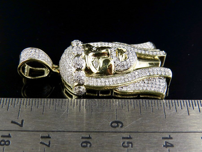 0.93 Inch Gold Lab Grown Diamond Jesus Face Pendant