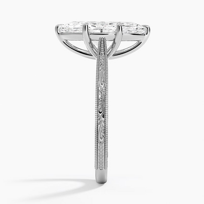 2 1/2 CT Marquise Cut Lab Grown Diamond Milgrian Ring