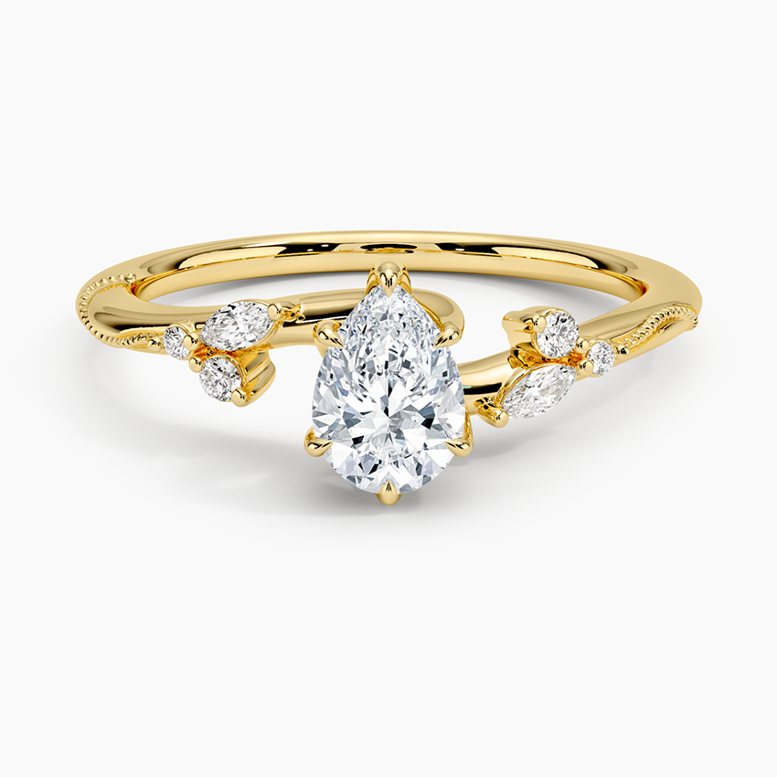 1/2 CT Lab Grown Diamond 18K Yellow Gold Engagement Milgrain Ring
