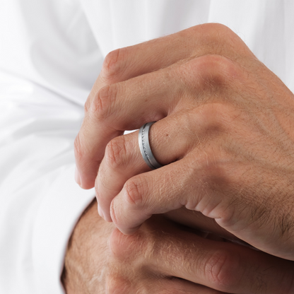 White Gold Lab Created Diamond Wedding Band