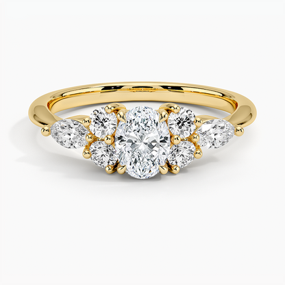 1/2 CT Lab Grown Diamond Cluster Engagement Ring
