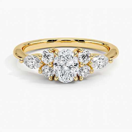1/2 CT Lab Grown Diamond Cluster Engagement Ring
