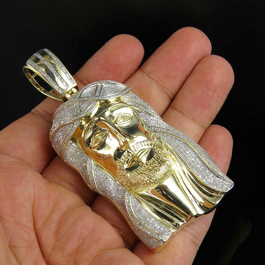 Iced Out Jesus Lab Grown Diamond Yellow Gold Pendant