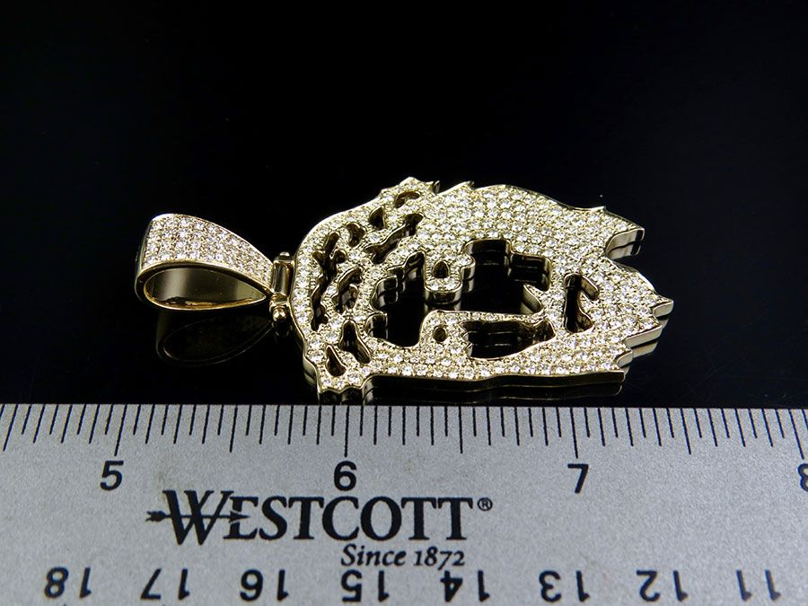 Yellow Gold Lab Grown Diamond Jesus Face Cutout Pendant