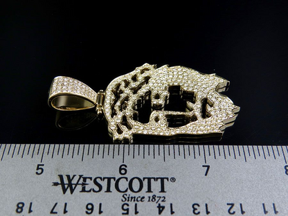 Yellow Gold Lab Grown Diamond Jesus Face Cutout Pendant