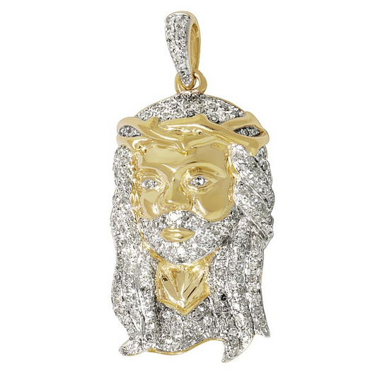 Yellow Gold Iced Out Lab Grown Diamond Jesus Pendant